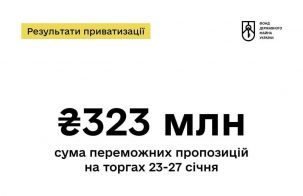 ФДМУ за тиждень залучив 323 млн грн на приватизаційних аукціонах